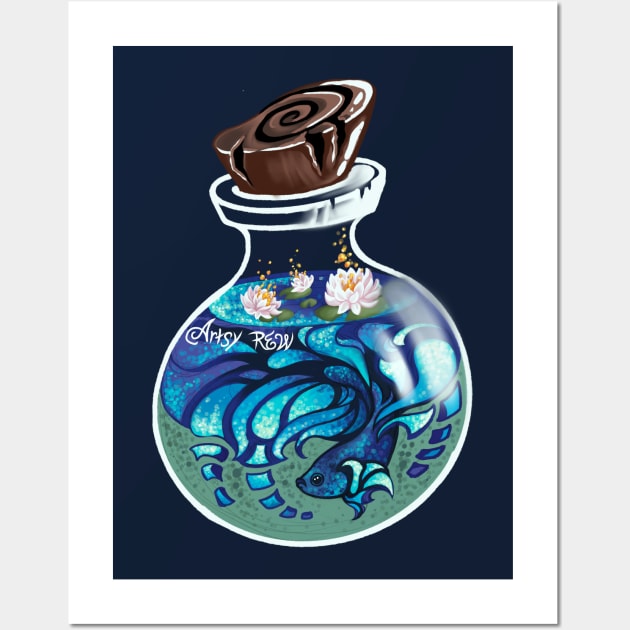 Indigo Beta Fish Potion Wall Art by Artsy Rew